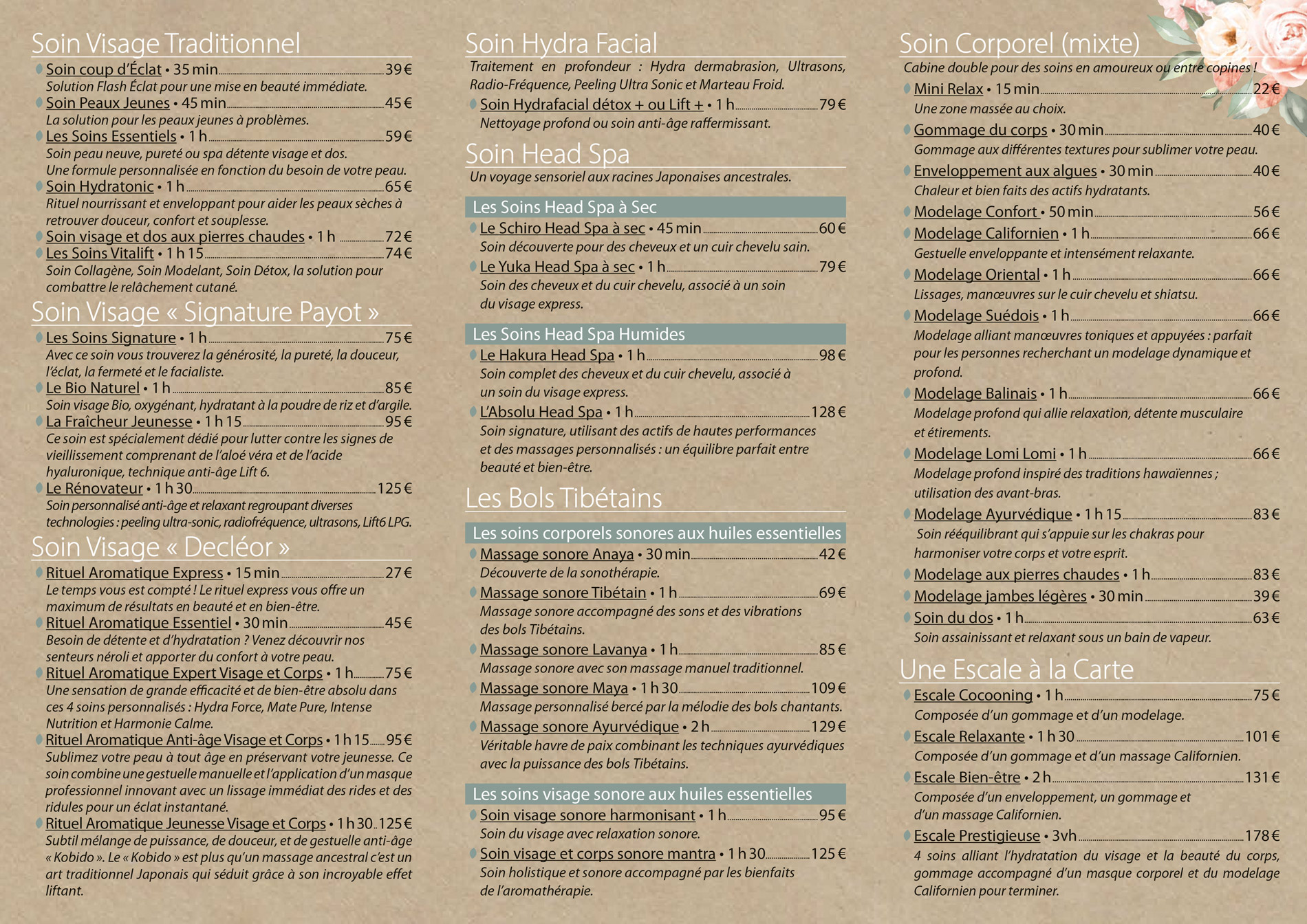 tarif institut de beauté instant pour soi